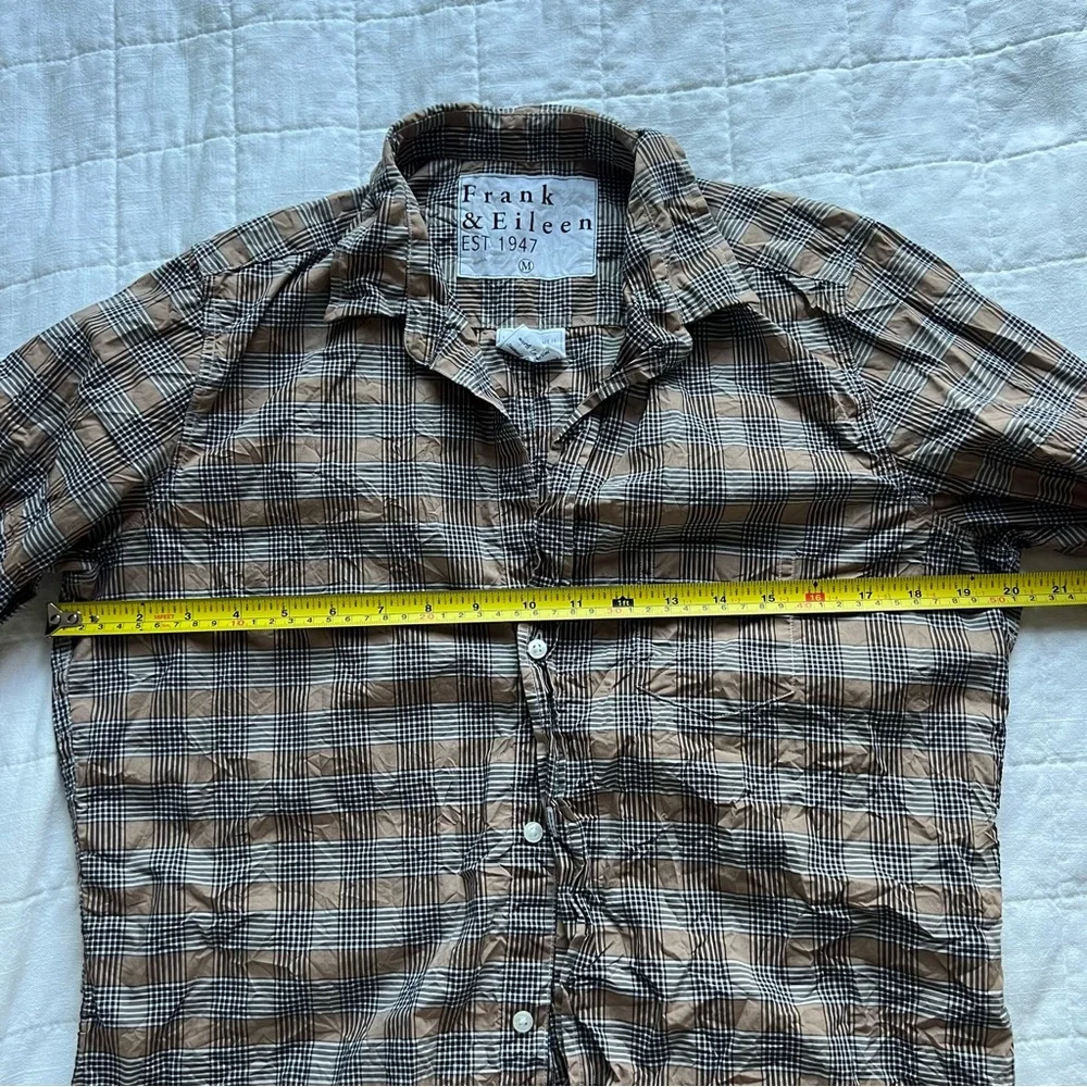 Frank & Eileen Brown Plaid Crinkle Button Down Shirt - Picture 7 of 7